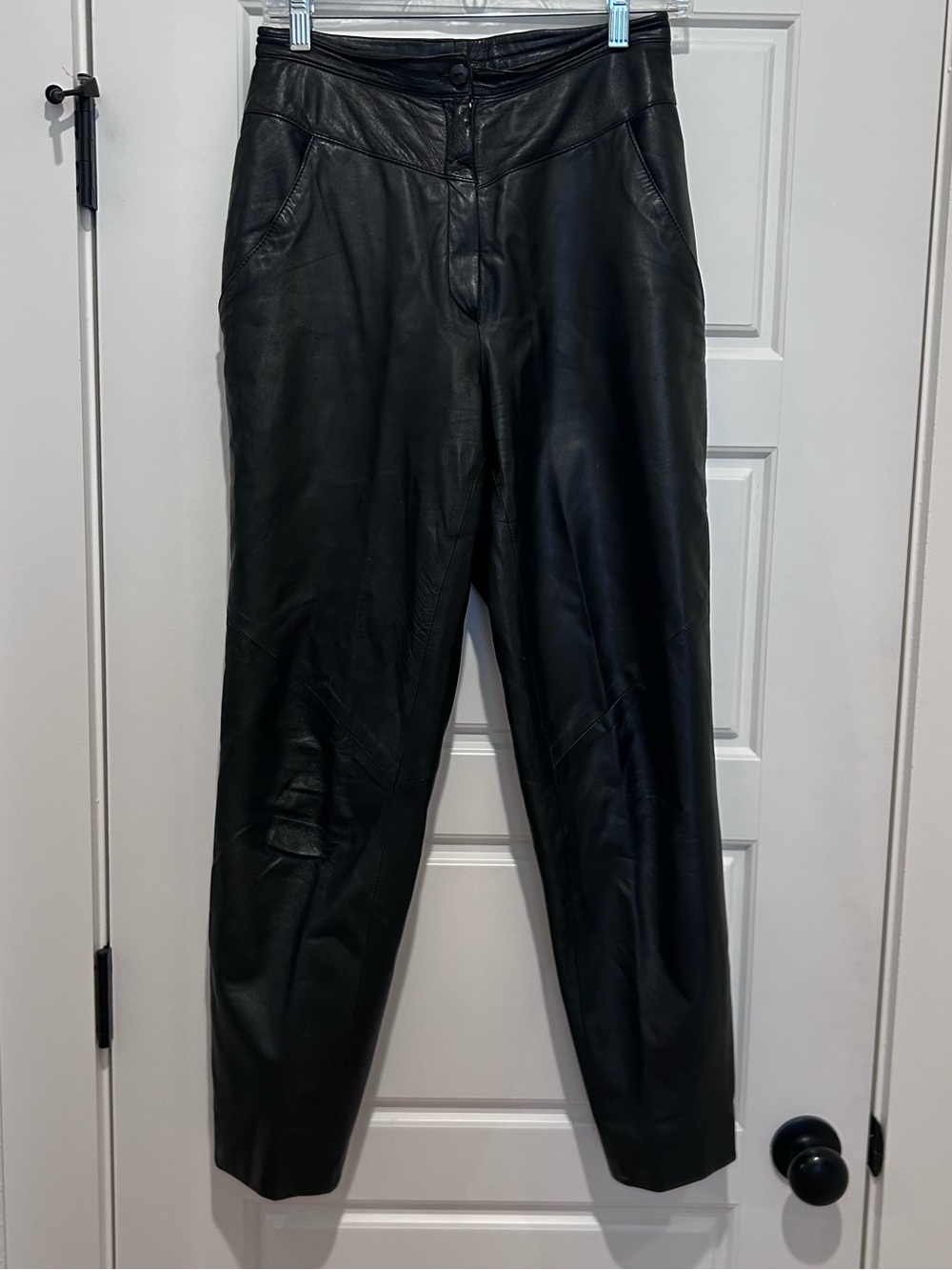 Vintage Black Leather High Rise Ankle Pants